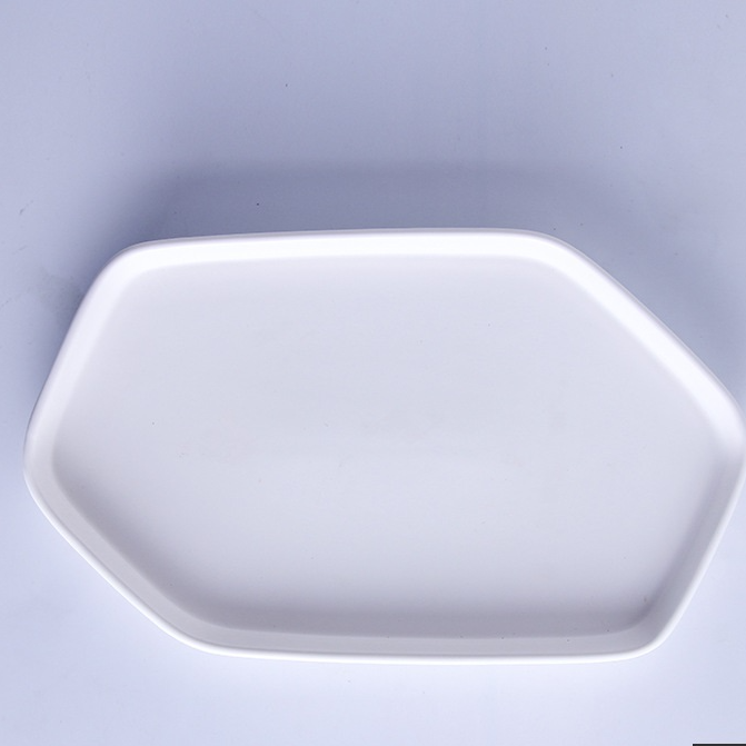Đĩa lục giác gốm sứ cao cấp hình bầu dục màu trắng 25,7cm SLEEK 5071X