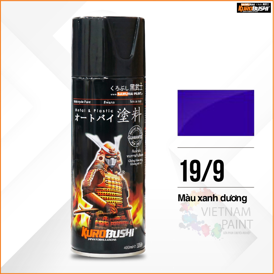 COMBO Sơn Samurai MÀU XANH TRIVOLI 19/9 gồm 4 chai đủ quy trình độ bền cao (Lót – Nền 102 - Màu 9 - Bóng )