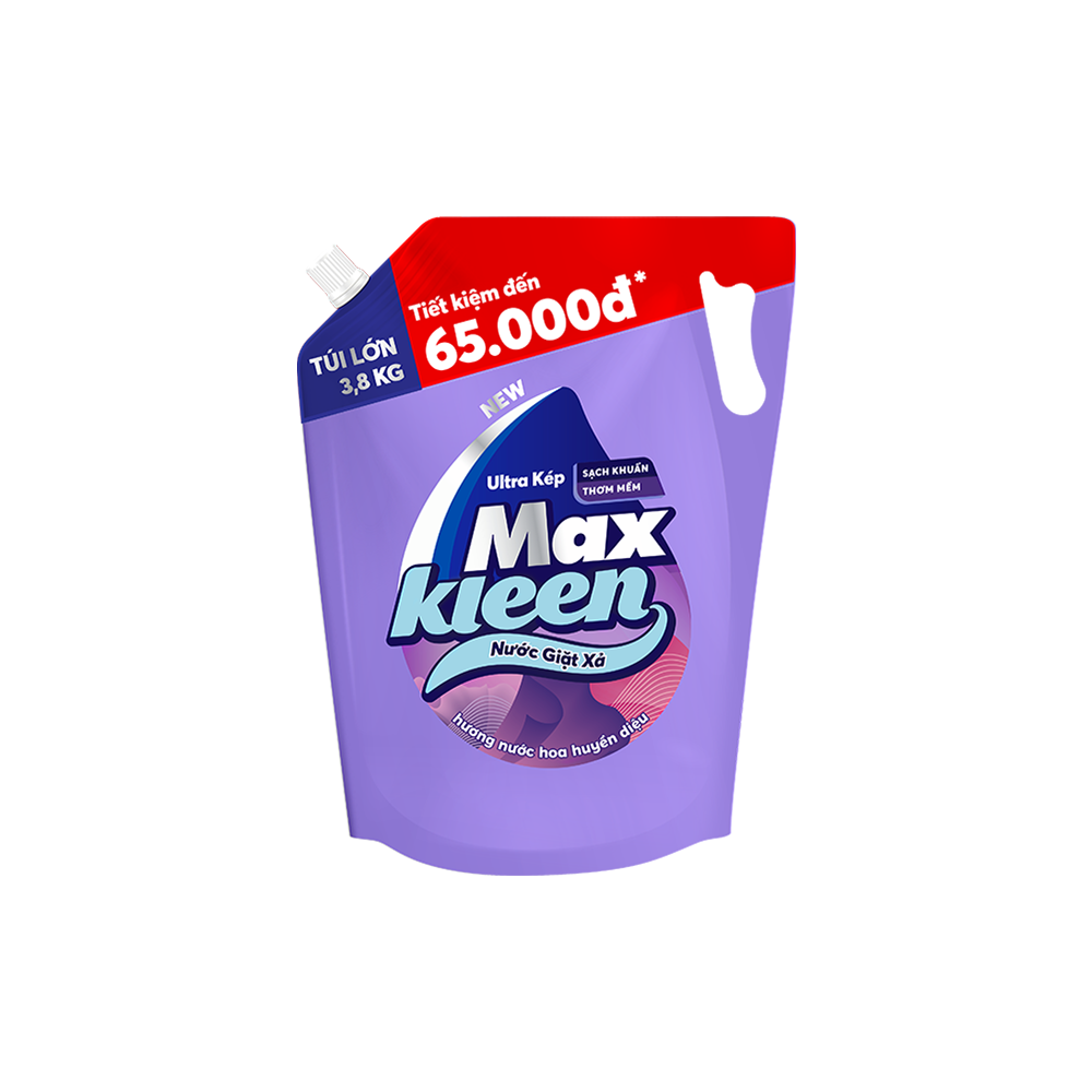 Combo 2 Túi nước giặt xả Maxkleen Hương Huyền Diệu 3.8kg/túi 