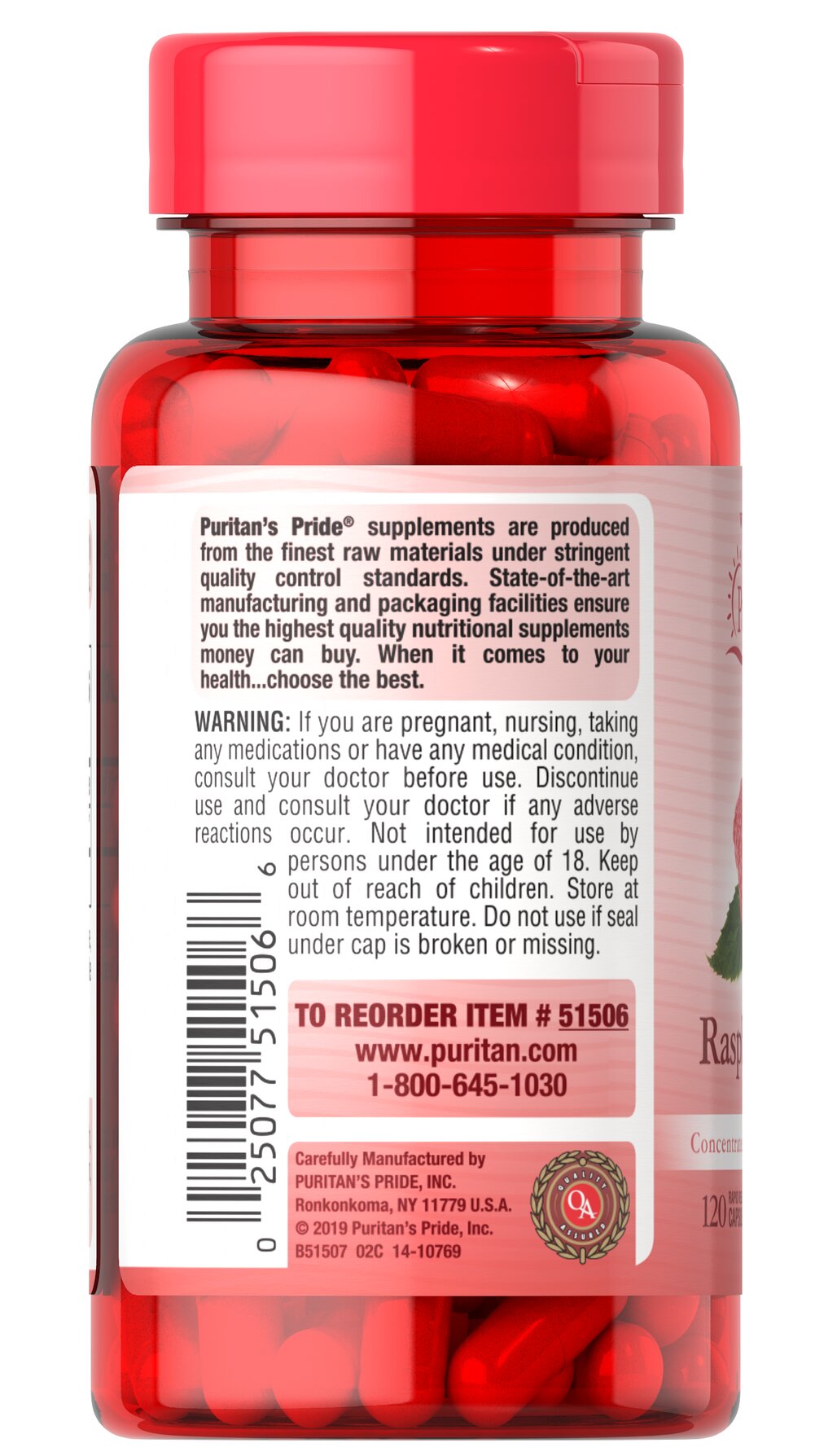 Hỗ trợ giảm cân quả mâm xôi Puritan's Pride - Raspberry Ketones Mỹ từ nguyên liệu thiên nhiên an toàn hiệu quả - OZ Slim Store