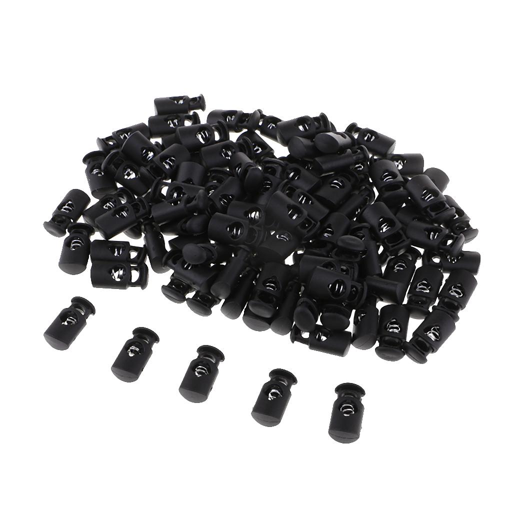100 Cái Nhựa đen Toggle Spring Clasp Dừng Dây Lỗ đơn