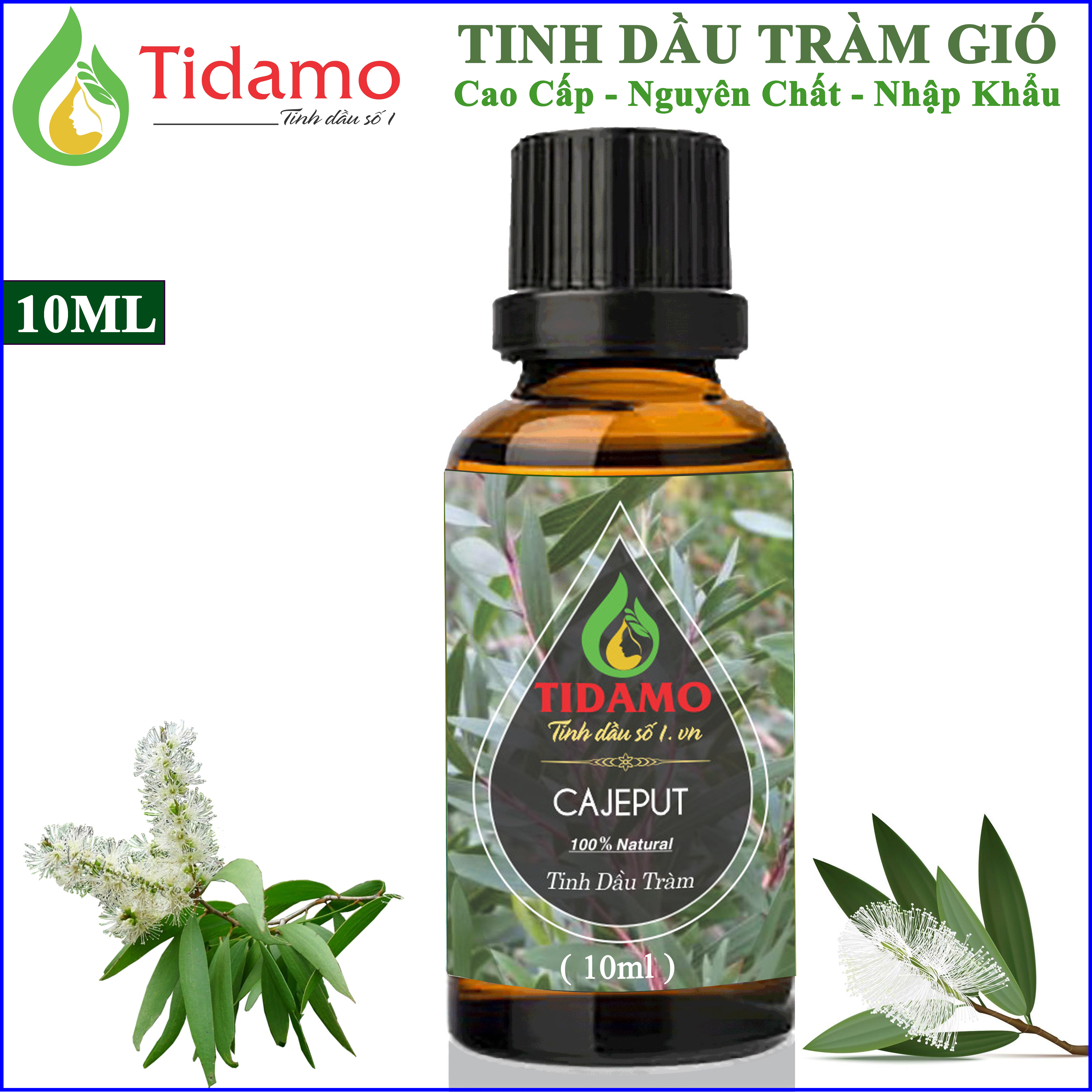 Tinh Dầu Tràm Nguyên Chất Giúp Giữ Ấm Cơ Thể, Giải Cảm - Tinh Dầu Tràm Gió TIDAMO 10ML (Cajeput) Xông Thơm Phòng, Đuổi Muỗi và Bảo Vệ Sức Khỏe