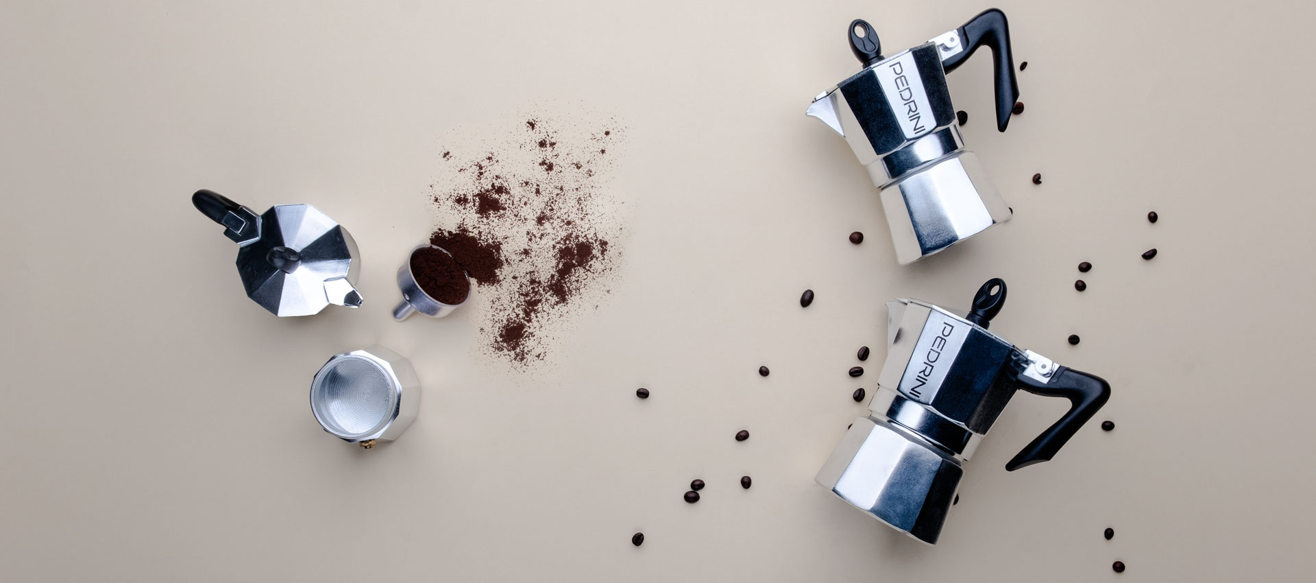 Ấm pha cà phê PEDRINI Kaffettiera tay cầm đen - Aluminium - 1 Cup /2 Cup /3 Cup /6 Cup