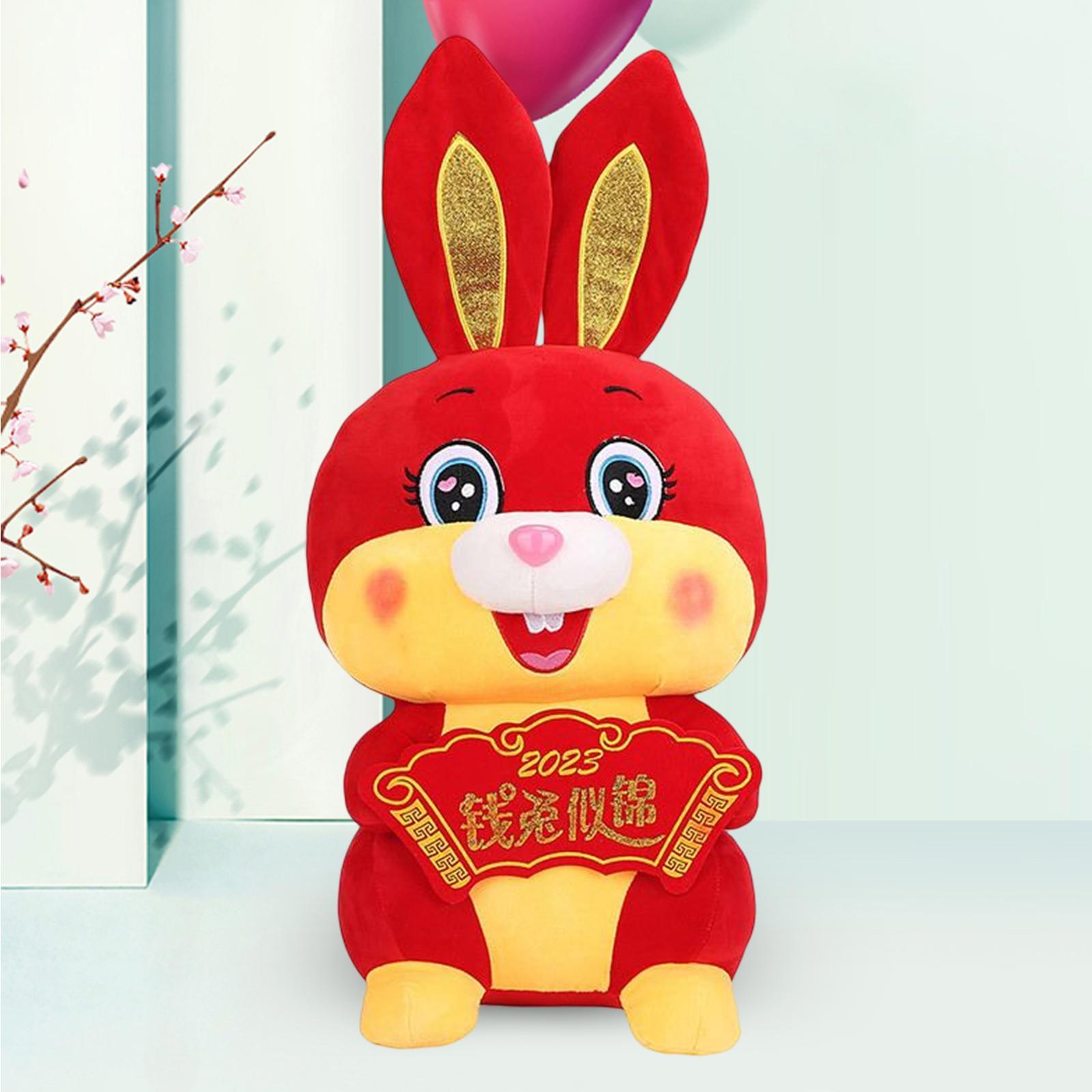 Chinese New Year Plush Toys Bunny Cute Figurine Ornament for New Year Gift Holiday