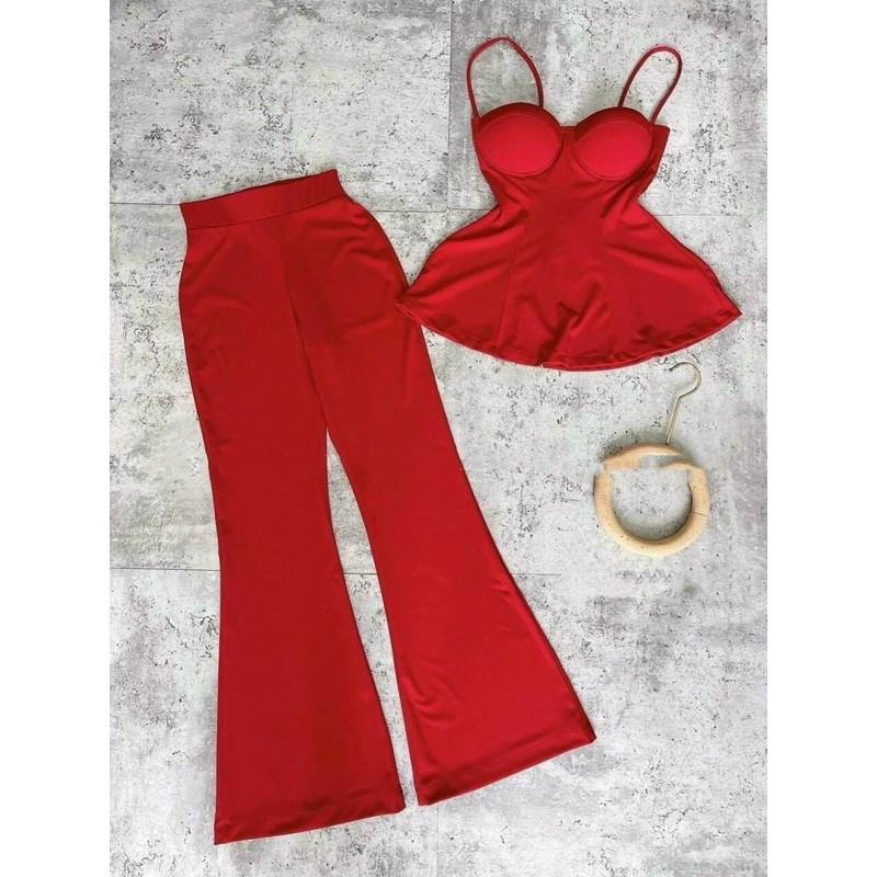 Sét bộ áo 2 dây kèm quần ống rộng ở nhà hay xuống phố đều xinh lung linh