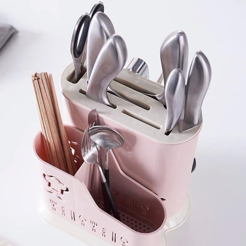 Ống đựng đũa thìa dĩa đa năng nhựa dày kèm khay cắm dao kéo
