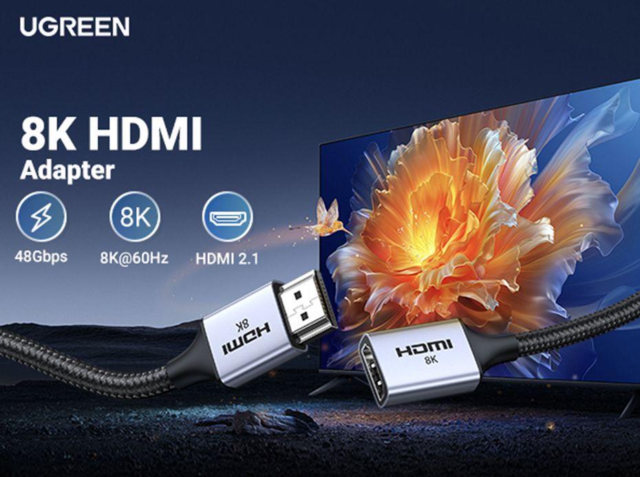 Ugreen UG15518HD165TK 15Cm 8K60Hz 2.1 Cáp nối dài HDMI dây bọc dù - HÀNG CHÍNH HÃNG