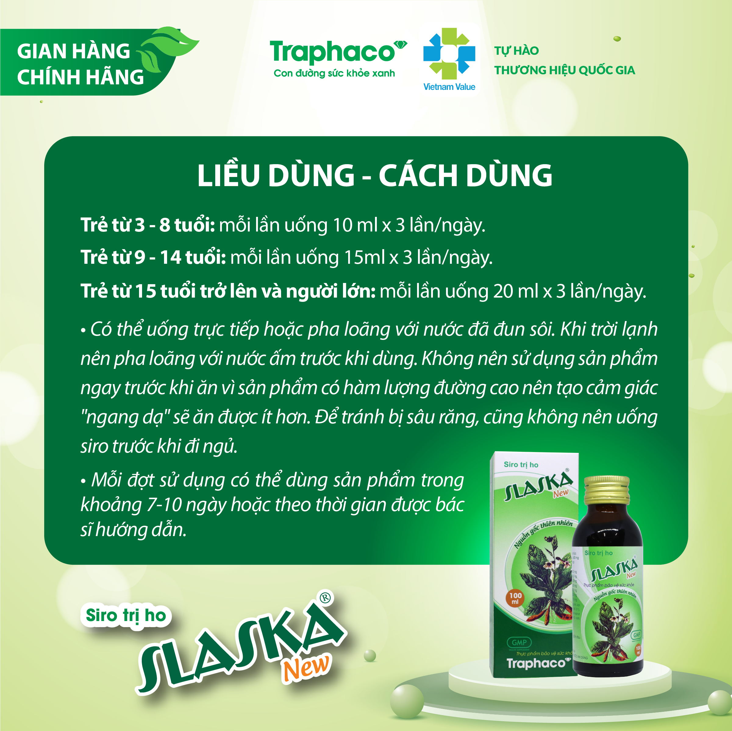 SLASKA NEW - GIẢM HO , LONG ĐỜM , BỔ PHẾ - THÀNH PHẦN THẢO DƯỢC TỰ NHIÊN