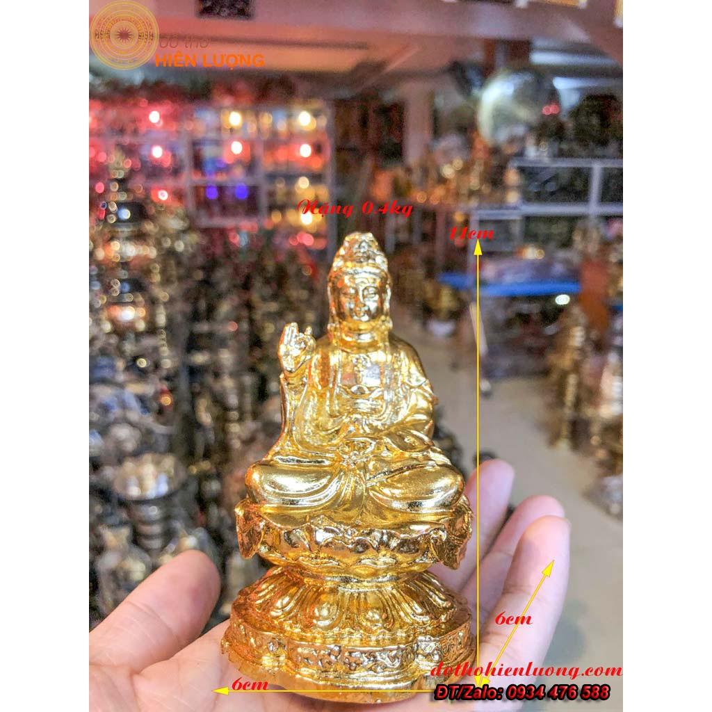 Tượng Quan Âm Bồ Tát Ngồi Đài Sen Mạ Vàng Cao 11cm