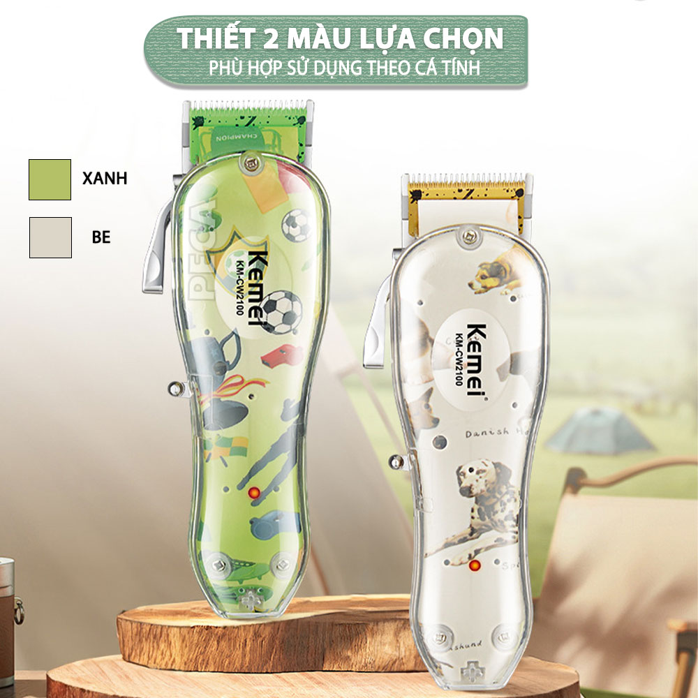 Tông đơ cắt lông thú cưng Kemei KM-CW2100 sử dụng không dây có thể cắt cho chó, mèo...công suất mạnh 5W - Hàng chính hãng