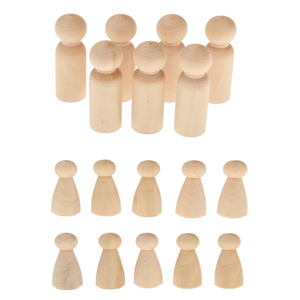30PCS Blank Wooden Peg Family People Peg Dolls Crafts DIY Toys