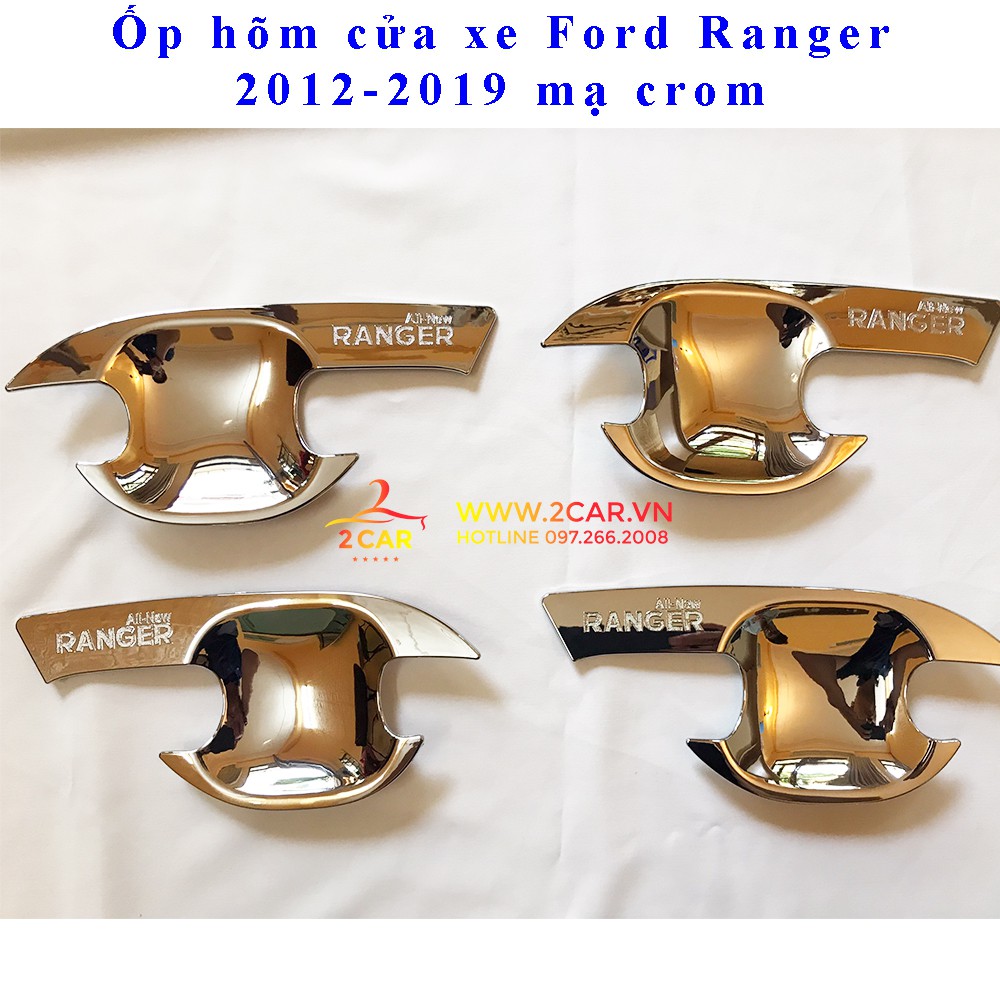 Ốp tay nắm, hõm cửa xe Ford Ranger 2015 - 2021 mạ crom