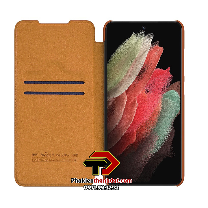 Bao da cho SamSung Galaxy S23 Ultra chính hãng Nillkin QIN có nắp trượt bảo vệ camera sau - Hàng chính hãng