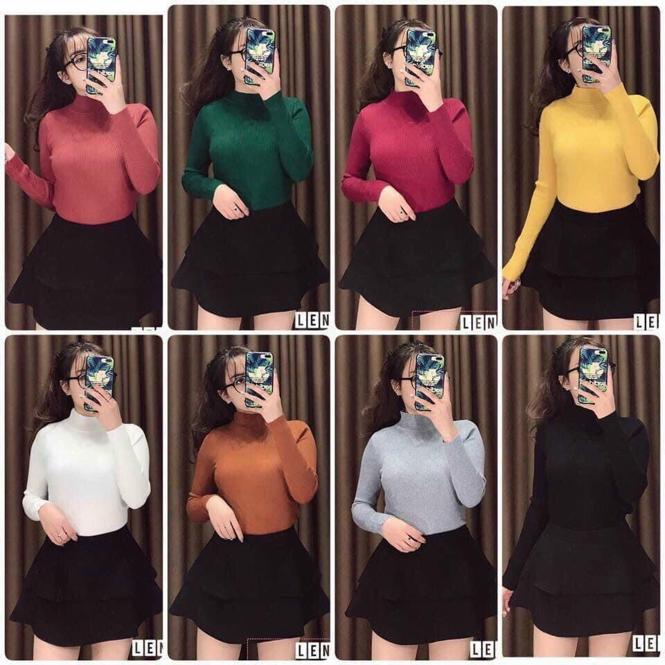 Áo len tăm, áo len nữ cổ 3 phân - CHẤT ĐẸP