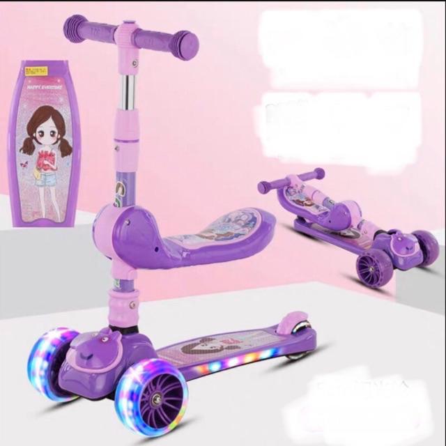 Xe trượt scooter có nhạc có đèn kiêm xe chòi chân 2 trong 1