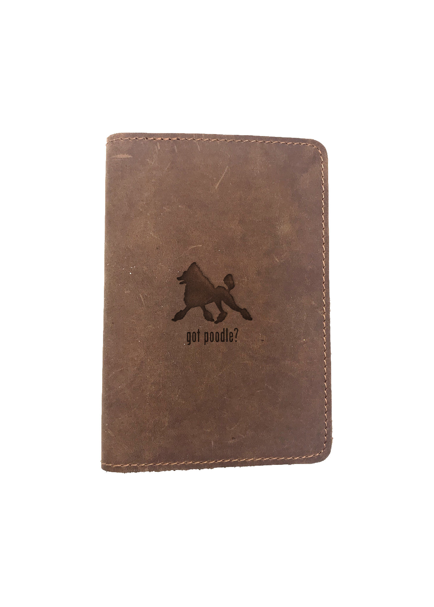 Passport Cover Bao Da Hộ Chiếu Da Sáp Khắc Hình Chó ANIMAL GOT POODLE DOG