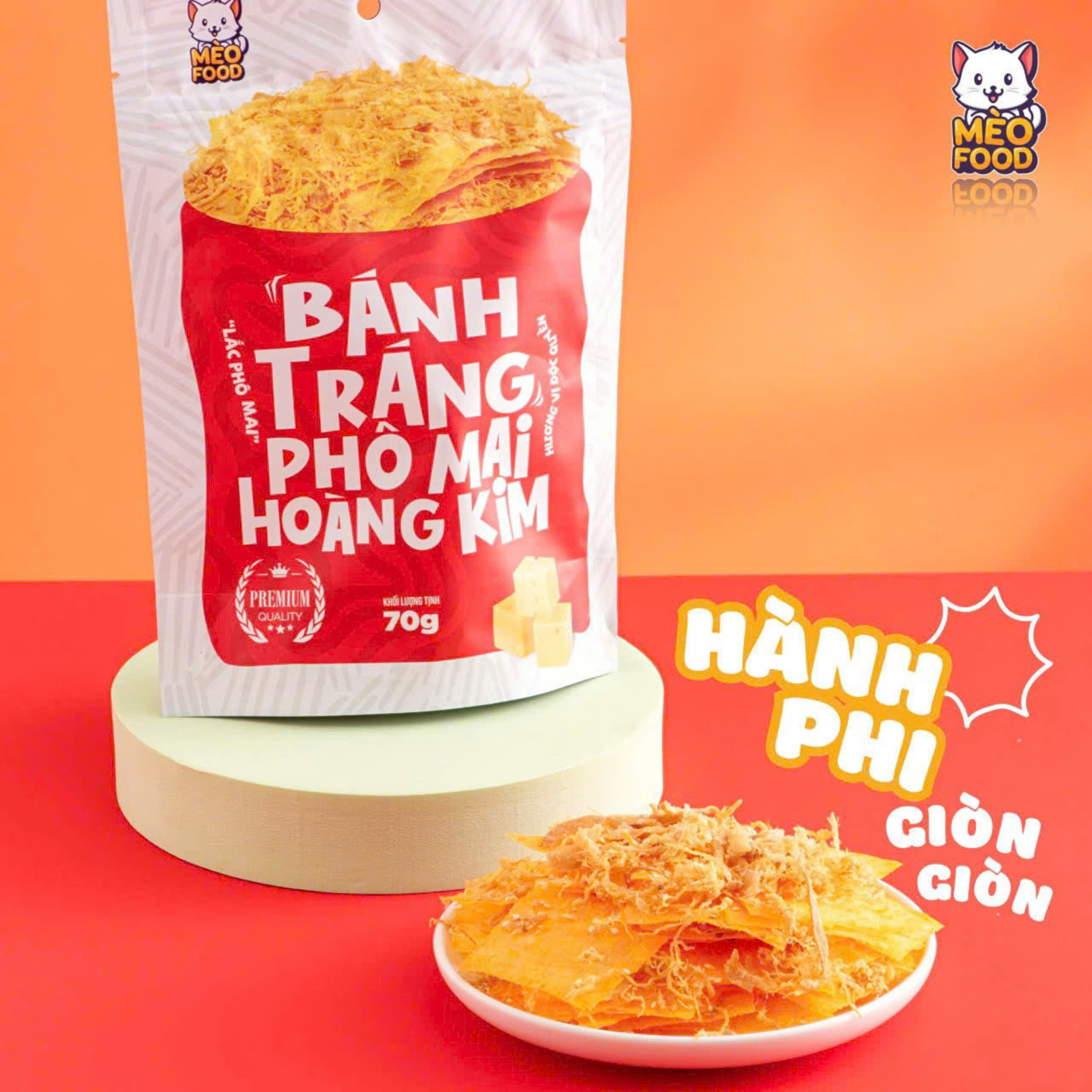 Bánh tráng trộn tỏi bò -Cuộn tôm bơ - Hoàng kim /Mèo food 70G