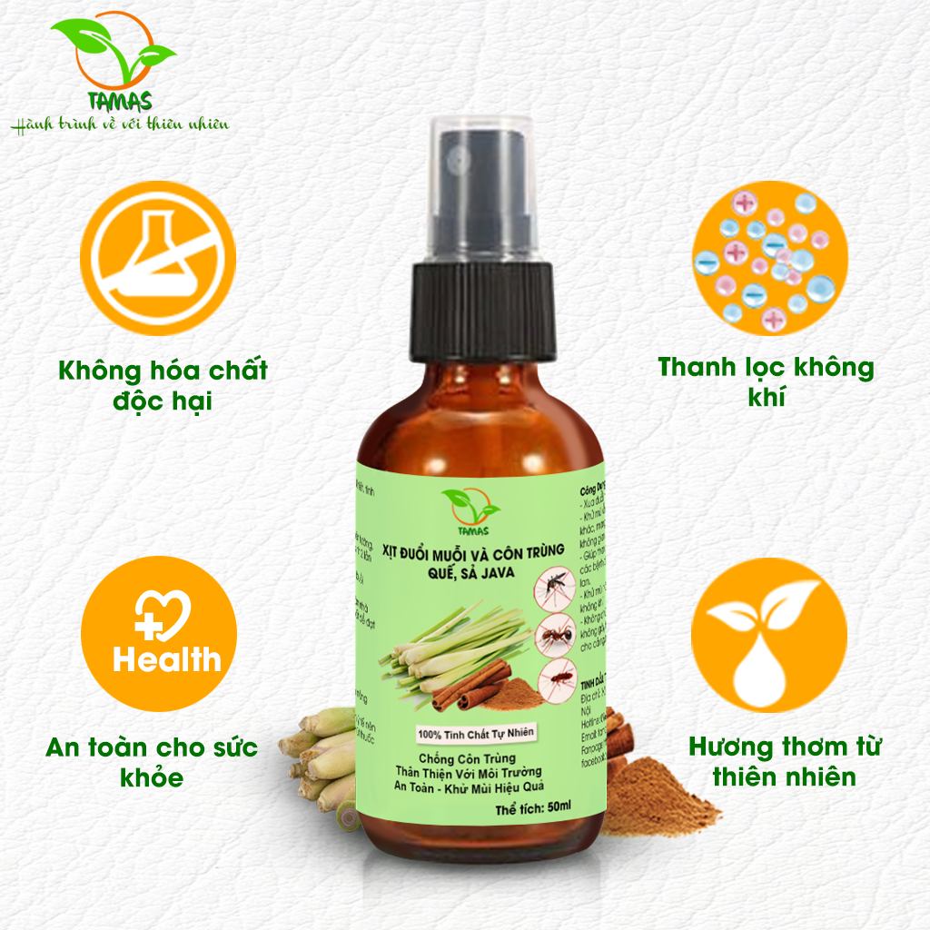 Xịt phòng tinh dầu thiên nhiên 50ml nhiều mùi- Xịt thơm phòng thư giãn, khử mùi, khử khuẩn, đuổi muỗi và côn trùng- Thành phần tự nhiên, an toàn cho người dùng