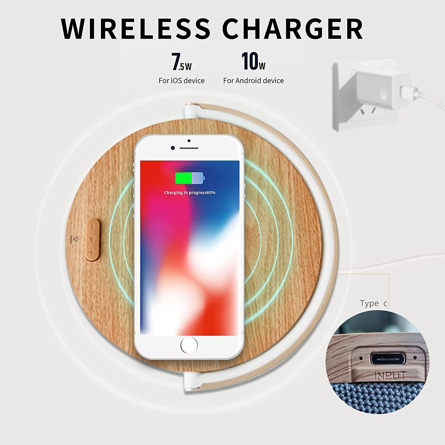S21 Pro Loa Bluetooth Gỗ Sạc Không Dây Đèn LED Cao Cấp 15W Sạc Nhanh Cho iPhone 14 Cảm Ứng Dễ Dàng sạc Không Dây Color: White