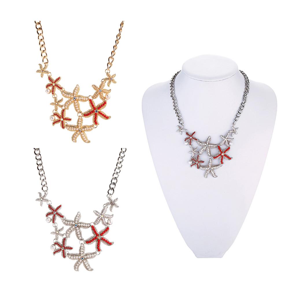 Ocean Style starfish Pendant Necklace Pearl Alloy Tassel Necklace