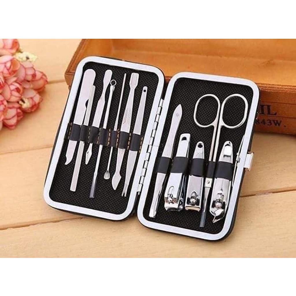 Bộ Cắt Tỉa Móng Tay 12 Chi Tiết Bằng Thép Không Gỉ, Bao Da Cao Cấp, Tiện Dụng, Ngăn Nắp