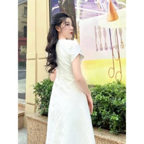 Váy xòe nữ tinh khôi vạt chéo cách điệu