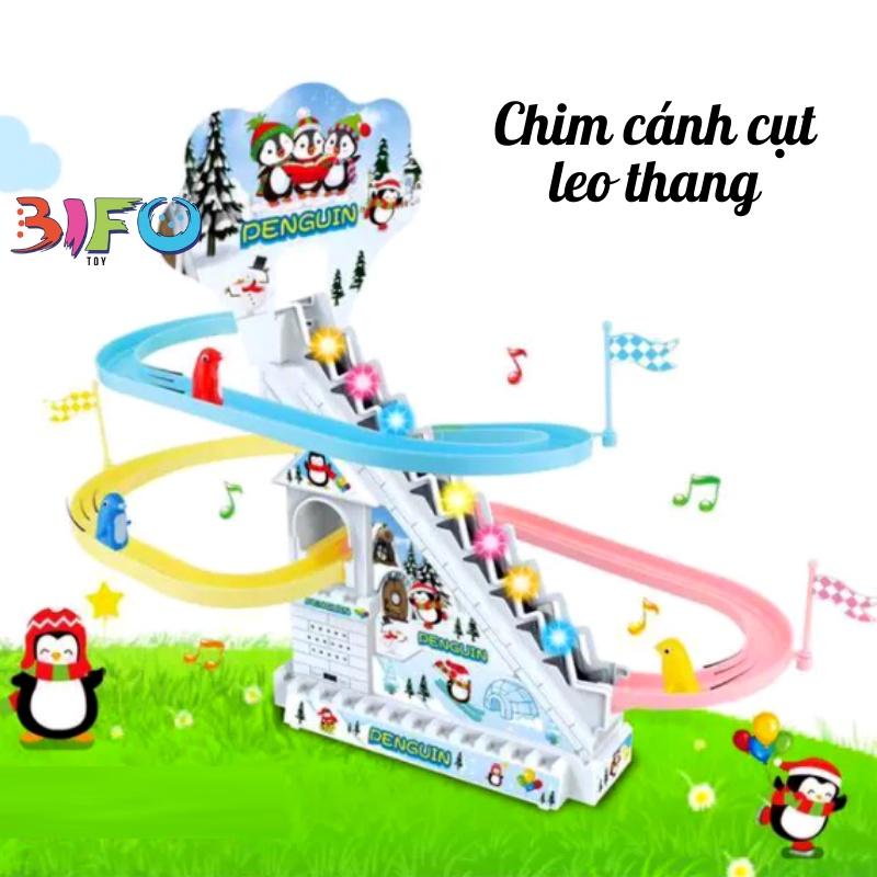 Đồ chơi chim cánh cụt, chó cứu hộ leo cầu thang có đèn có nhạc cho bé vui chơi