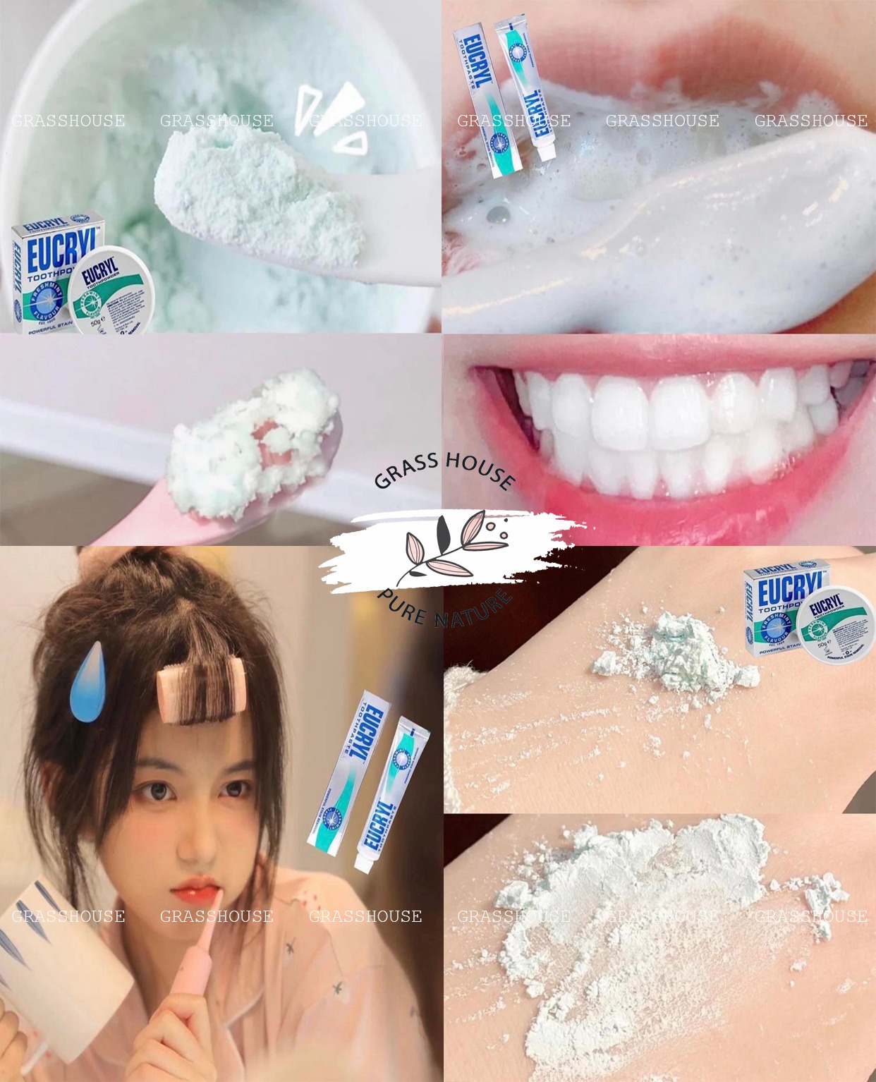 Kem Đánh Răng Eucryl Toothpowder Freshmint Bạc Hà Giúp Sạch Những Mảng Bám, Làm Trắng Tự Nhiên, Giảm Sâu Răng 62g