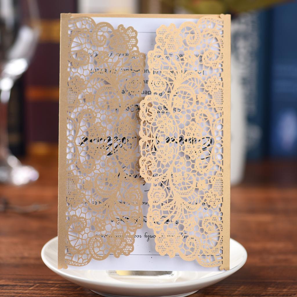 10 Pieces Stylish and Elegant, Romantic Design Wedding Invitation Cards Sets