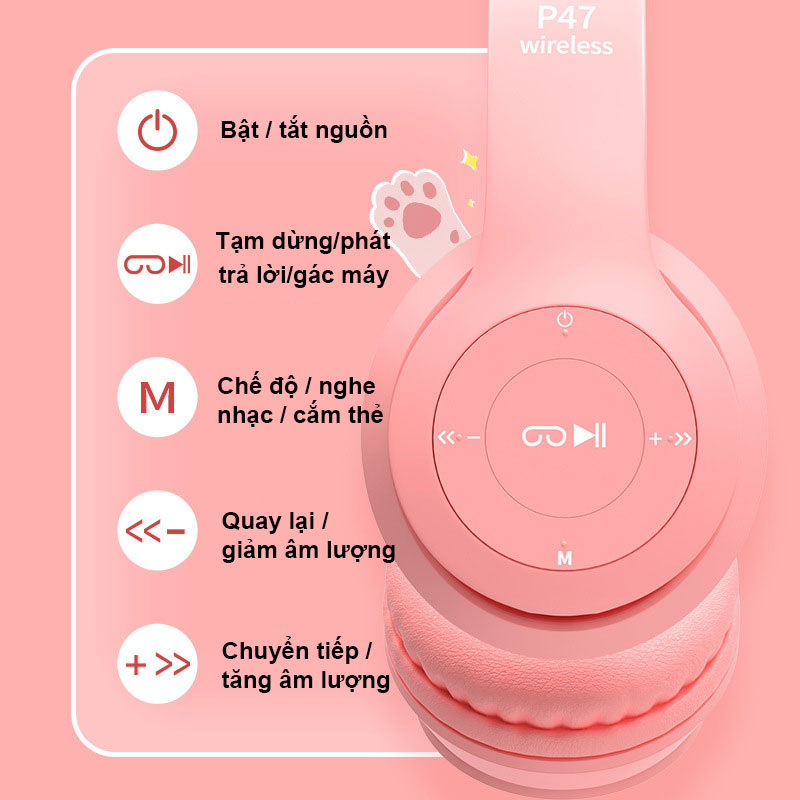 Tai Nghe Chụp Tai Bluetooth - Tai Nghe Không Dây - Kết Nối Bluetooth 5.0 - Nghe Nhạc - Chơi Game - Chống ồn - Chính Hãng DKB