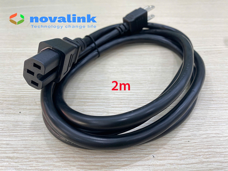 Dây nguồn C15 dài 2m Novalink NV-53002A | Dây nguồn 3 chấu cho UPS, PDU, server..13A-220/250V. Hàng chính hãng