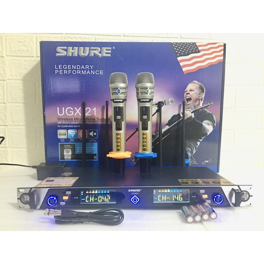 Micro Không Dây SHURE UGX 21 Tự Ngắt, Dò Sóng Chỉnh Tần Số Hiện Đại. Dòng Karaoke Cao Cấp Gia Đình, Phòng Trà, Quán Hát