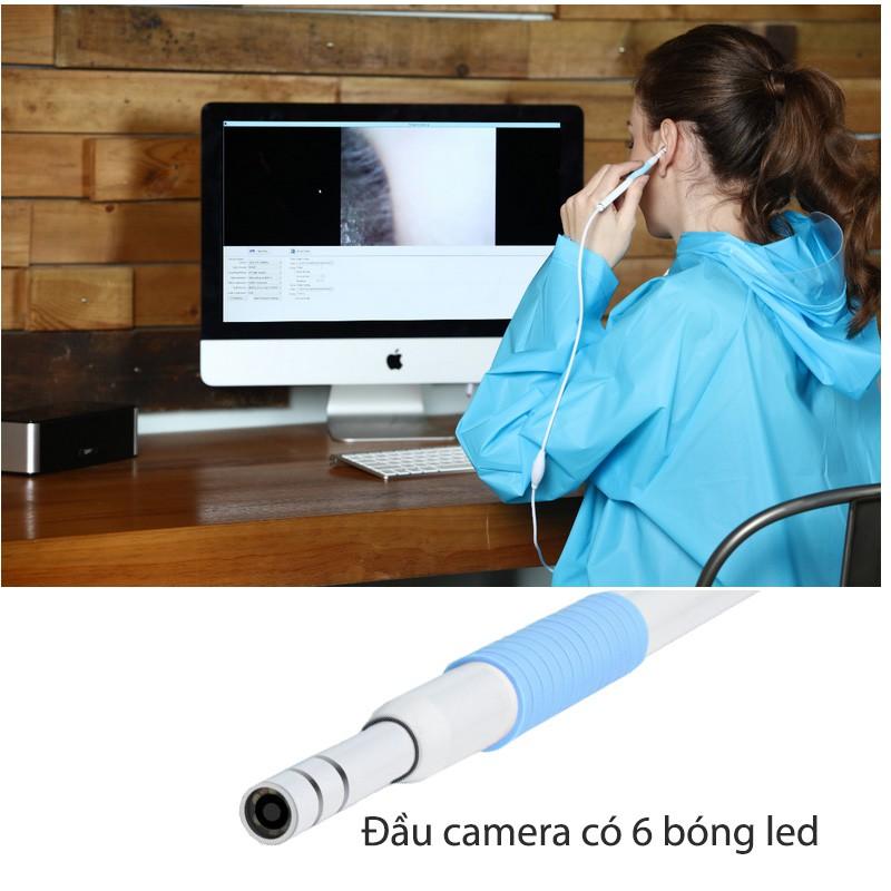 Camera nội soi lấy ráy tai Ear002 có đèn led hỗ trợ smartphone android và máy tính (có 3 đầu kết nối USB, mUSB và Type