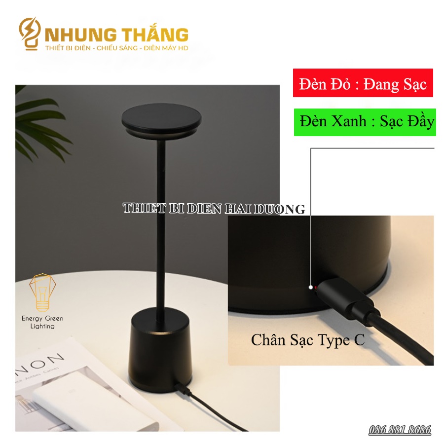 Đèn Bàn Decor Trang trí Nhà hàng,Quán Bar,Khách Sạn DB-985 - Kiểu Dáng Sang Trọng - 3 Chế Độ Ánh Sáng - Sạc Tích Điện - CÓ VIDEO