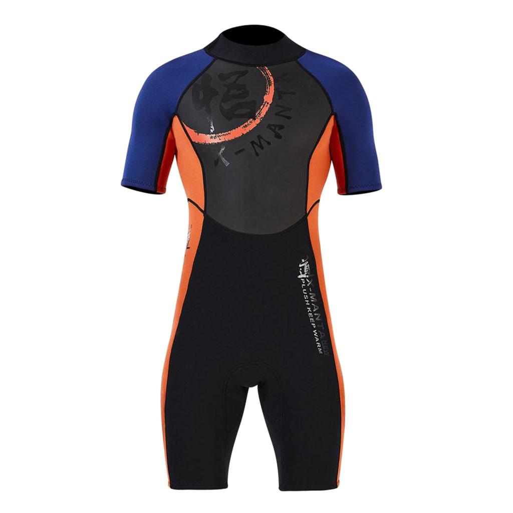 Men 1.5mm Diving Wetsuit One-Piece Short Sleeve Wet Suit Jumpsuit Shorts