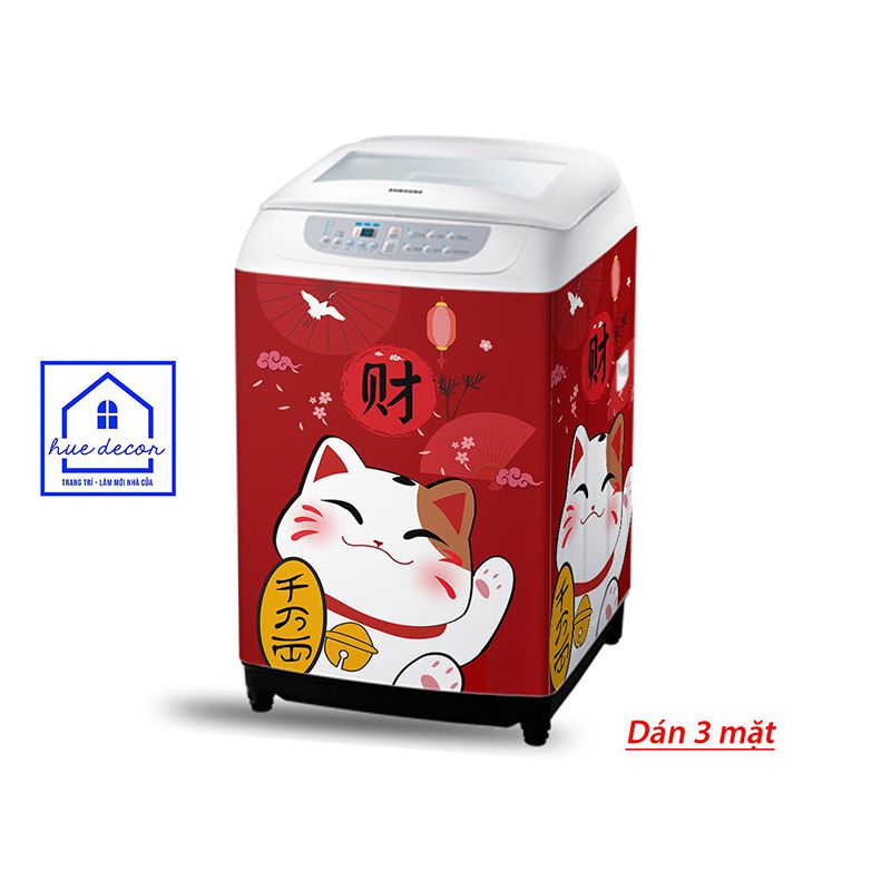 Decal Dán Tủ Lạnh Mèo Thần Tài Chống Nước, Siêu Bền, Màu Sắc Trẻ Trung, Cá Tính, Năng Động, Đủ Kích Thước Cho Tất Cả Các Loại Tủ Lạnh- Máy Giặt