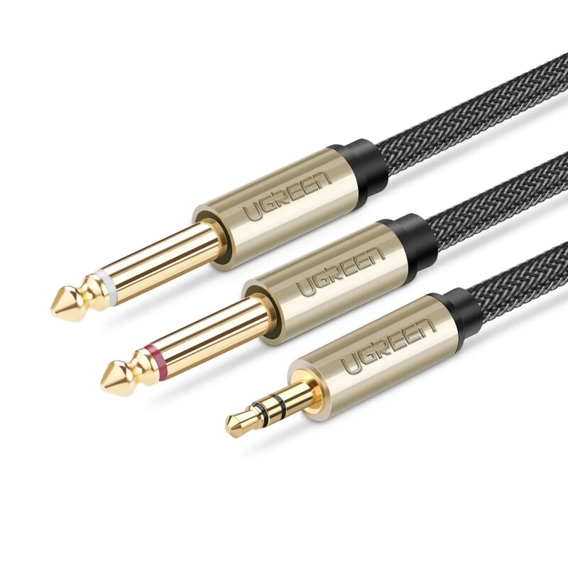 UGREEN 3.5Mm Trs Ra Dual 6.35Mm/6.5Mmts Audio Cáp 5M Av126-40794 - Hàng Chính Hãng