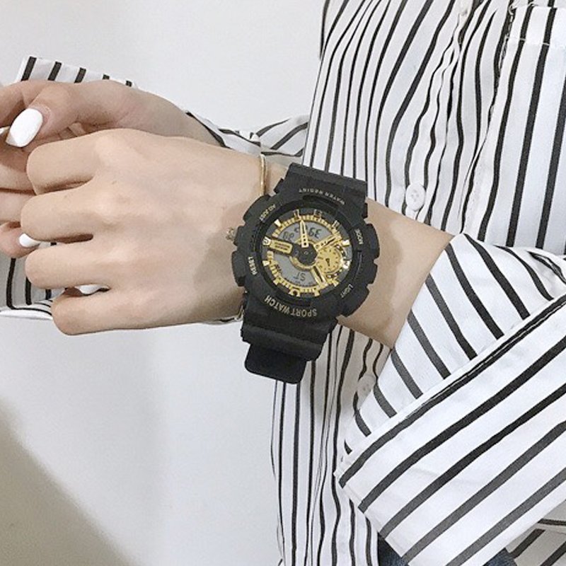Đồng hồ thể thao nam nữ điện tử dây cao su chạy kim và điện tử chống nước chống xước tốt