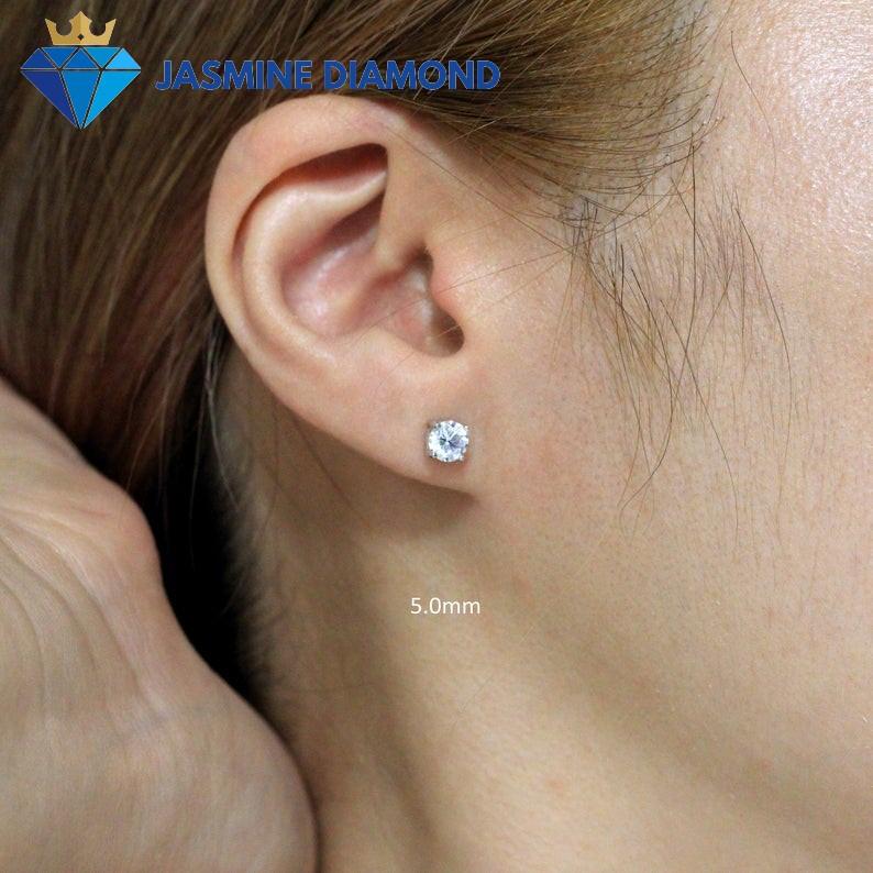 Bông tai kim cương nhân tạo Moissanite bạc 925 xi bạch kim sang trọng - Mẫu số 1