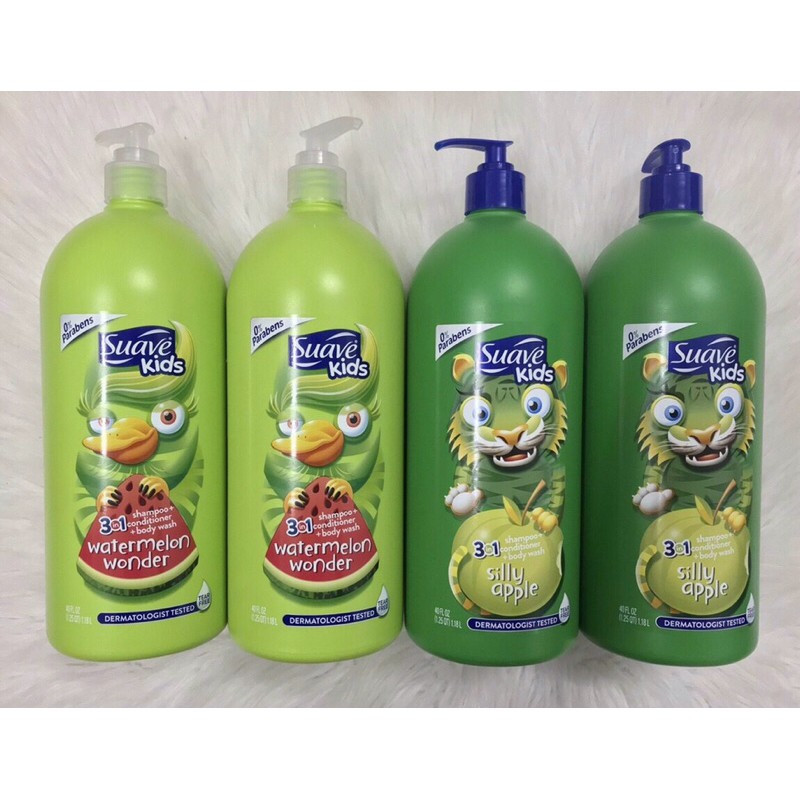 Sữa tắm gội cho bé Suave Kids 3in1 1.18L hương táo chuẩn hàng MỸ