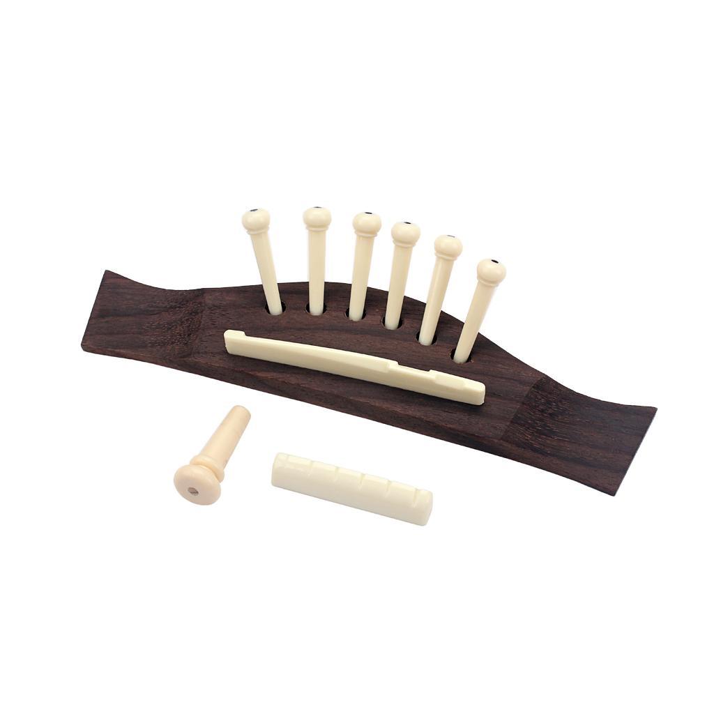 Folk Acoustic Guitar Rosewood Bone Bridge Pins Saddle Nut Set