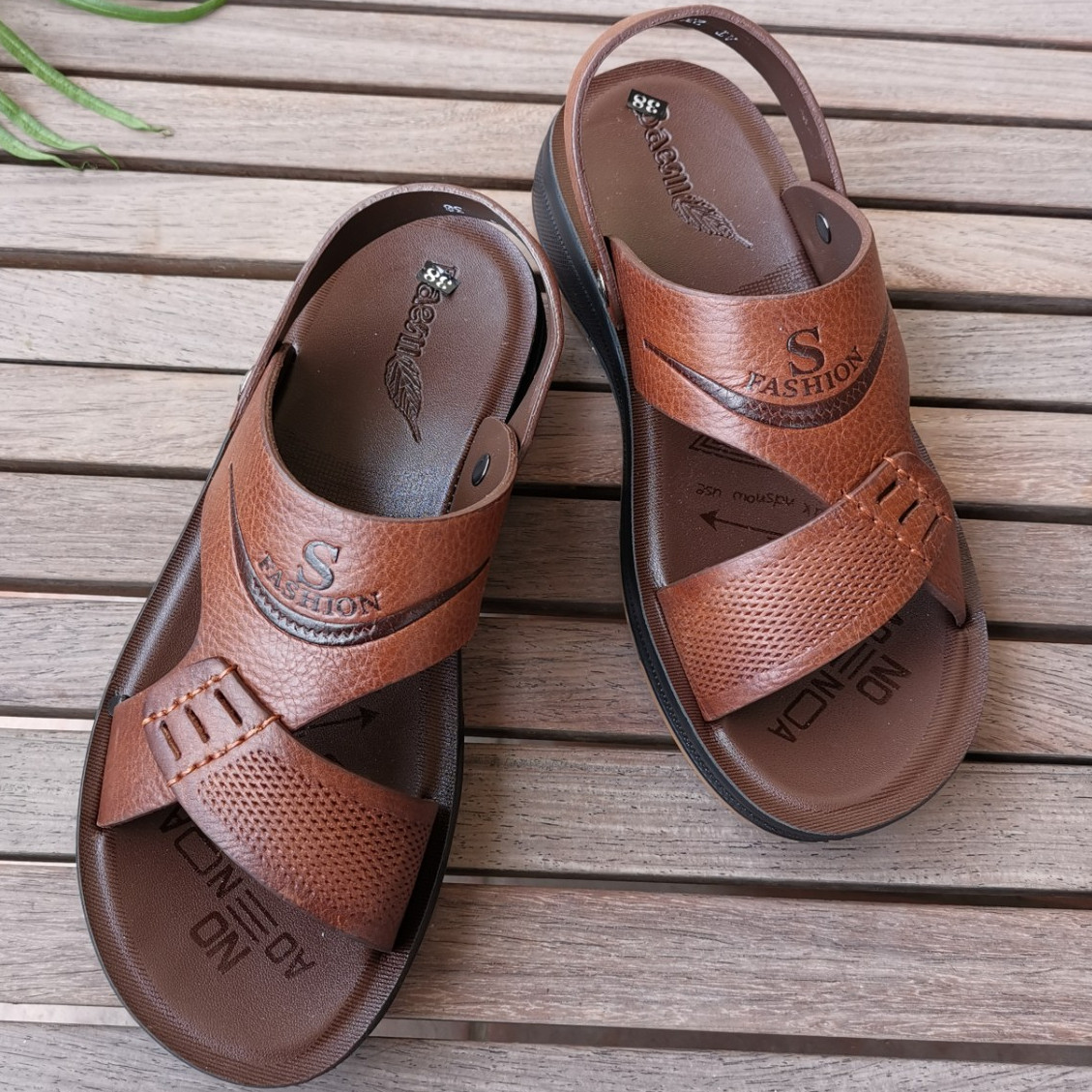 Giày Sandal nam da bò thật dép quai hậu nam da thật - DQH.235