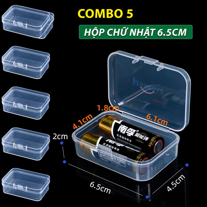 COMBO 5 Hộp Nhựa Mini Có Nắp Trong Suốt Khoá Kín Đựng Trang Sức Linh Kiện Ốc Vít Vật Dụng Nhỏ Tiện Lợi