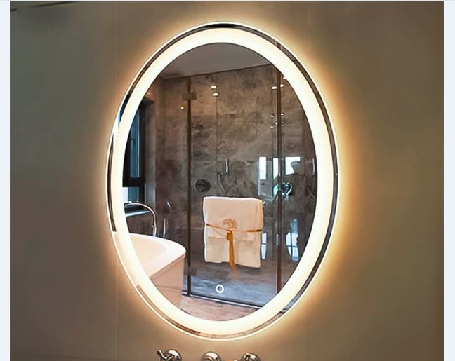 Gương Elip có cảm ứng đèn led ánh sáng trắng hoặc vàng dùng cho trang điểm, phòng tắm G07