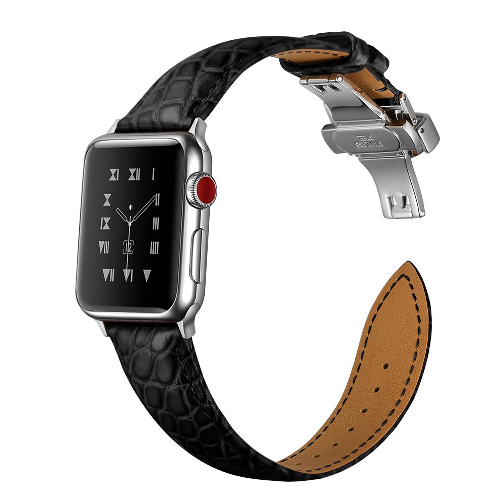 Dây Da Cá Sấu France Khóa Bướm Chống Gãy dành cho Apple Watch 42/44/45/49mm