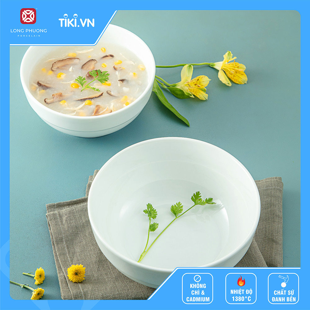 Tô tống ngấn Tô sứ trắng cao cấp Long Phương 6 inch