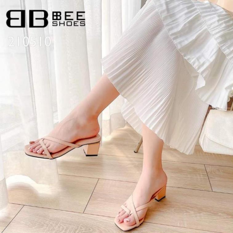 Dép Cao Gót Nữ 4 Phân Kẹp Ngón Quai Da Gót Vuông - MS 046