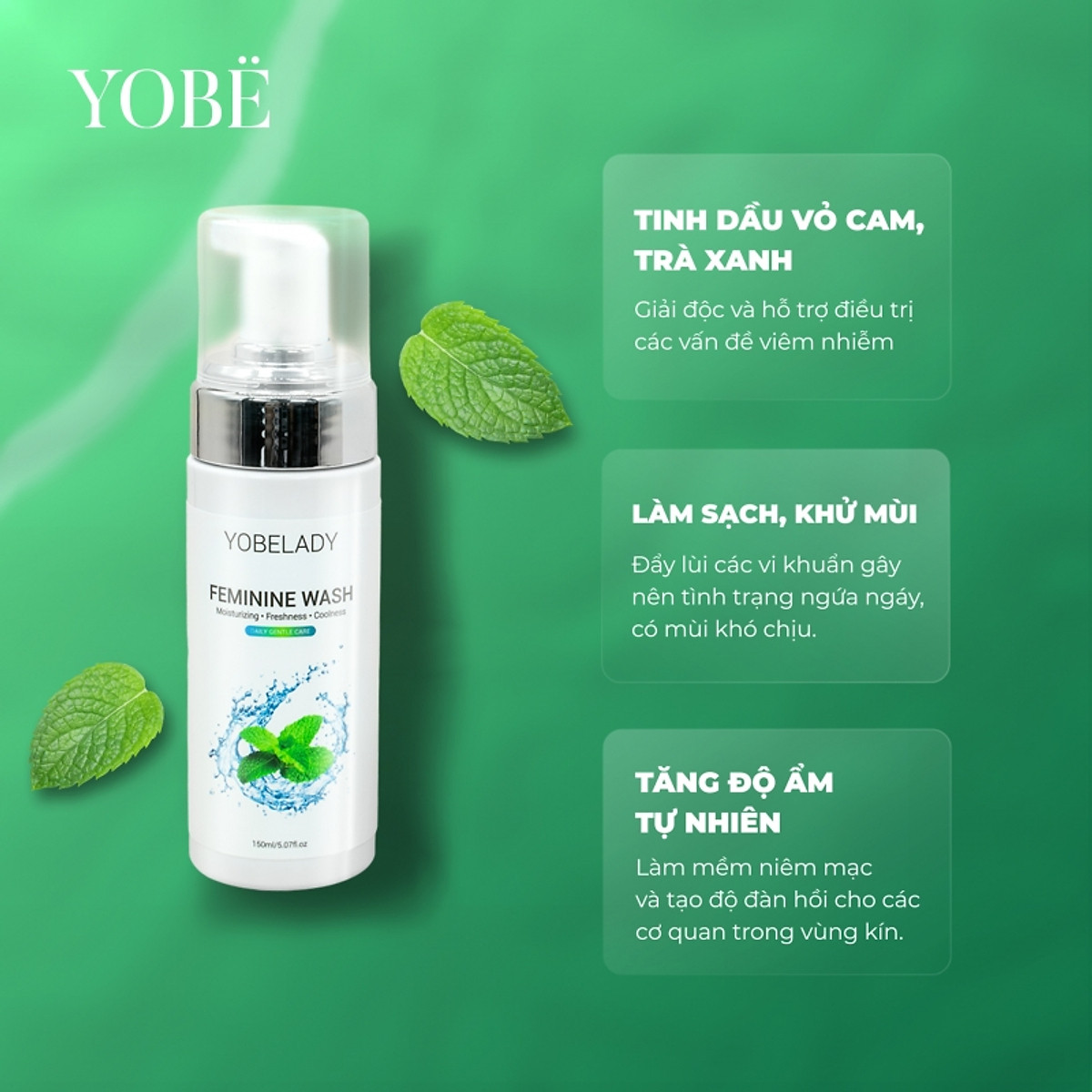 DUNG DỊCH VỆ SINH PHỤ NỮ YOBELADAY LÀM SẠCH,KHỬ MÙI, KHÁNG KHUẨN SUỐT NGÀY 150ML