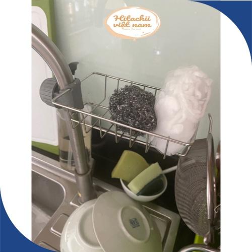 Kệ Inox Gắn Vòi Rửa Bát Để Giẻ Rửa Bát Tiện Lợi Không Rỉ, Giá Treo Vòi Inox Đựng Đồ , Giẻ Rửa Chén Bát