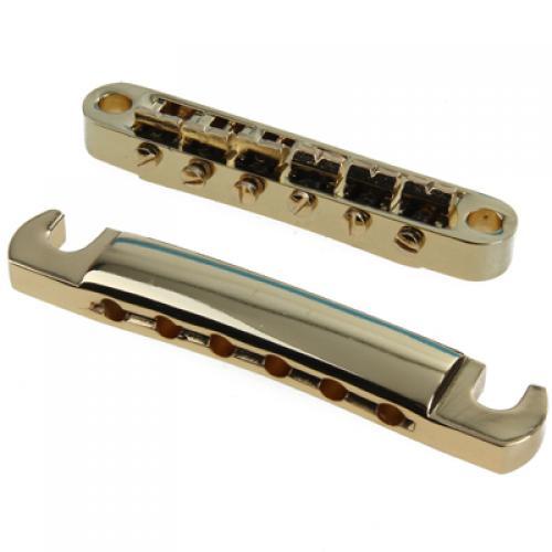Gold Bridge Tailpiece + Sealed Humbucker Pickup Set for Les Paul Guitar